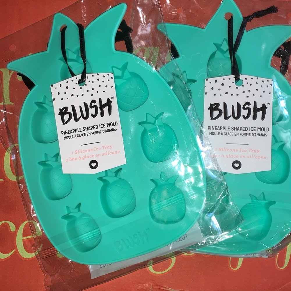 (2) Blush Silicone Mold Pineapple Ice Cube Tray New in packages
